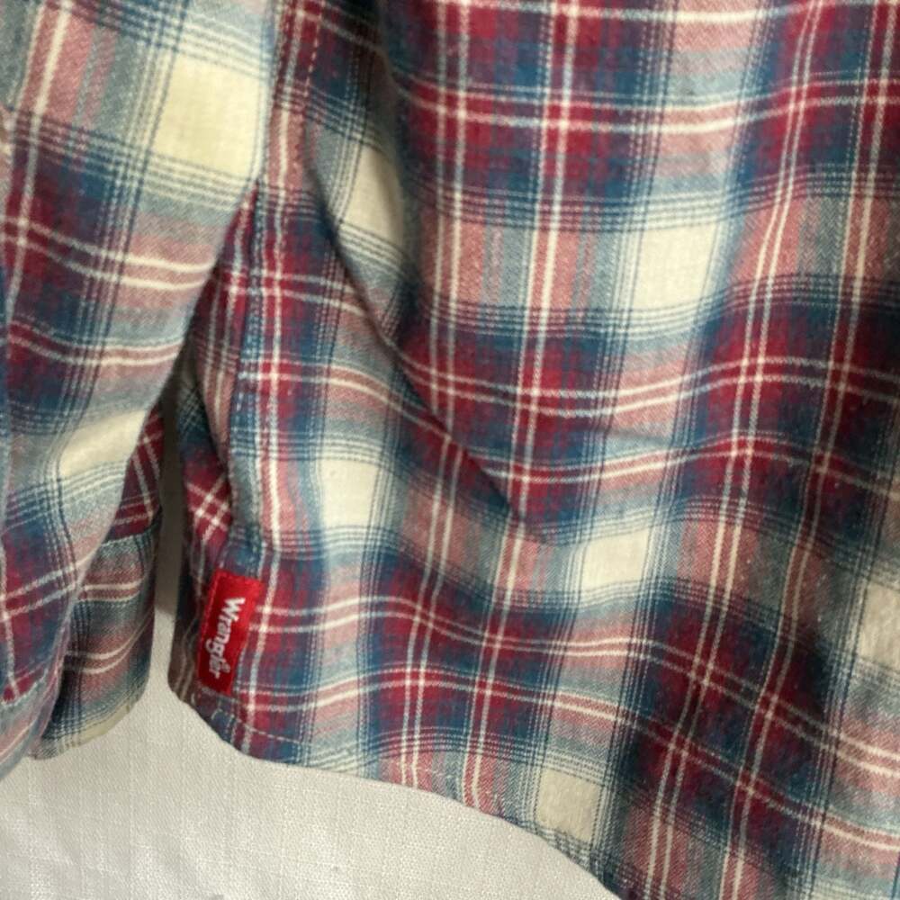 Wrangler Red Blue Plaid Western Long Sleeve Shirt Large - Picture 2 of 6